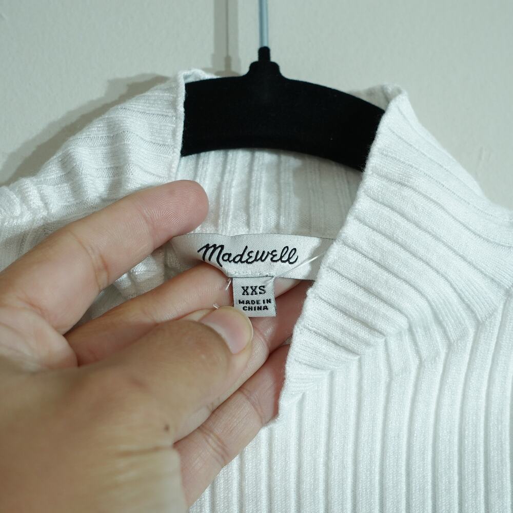 NWT Madewell White Stretchy Sleeveless Ribbed Mock Turtleneck Women's Size XXS - Picture 4 of 7